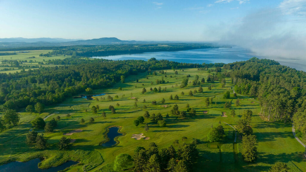 The Golf Club at Basin Harbor aerial view of the course in summer